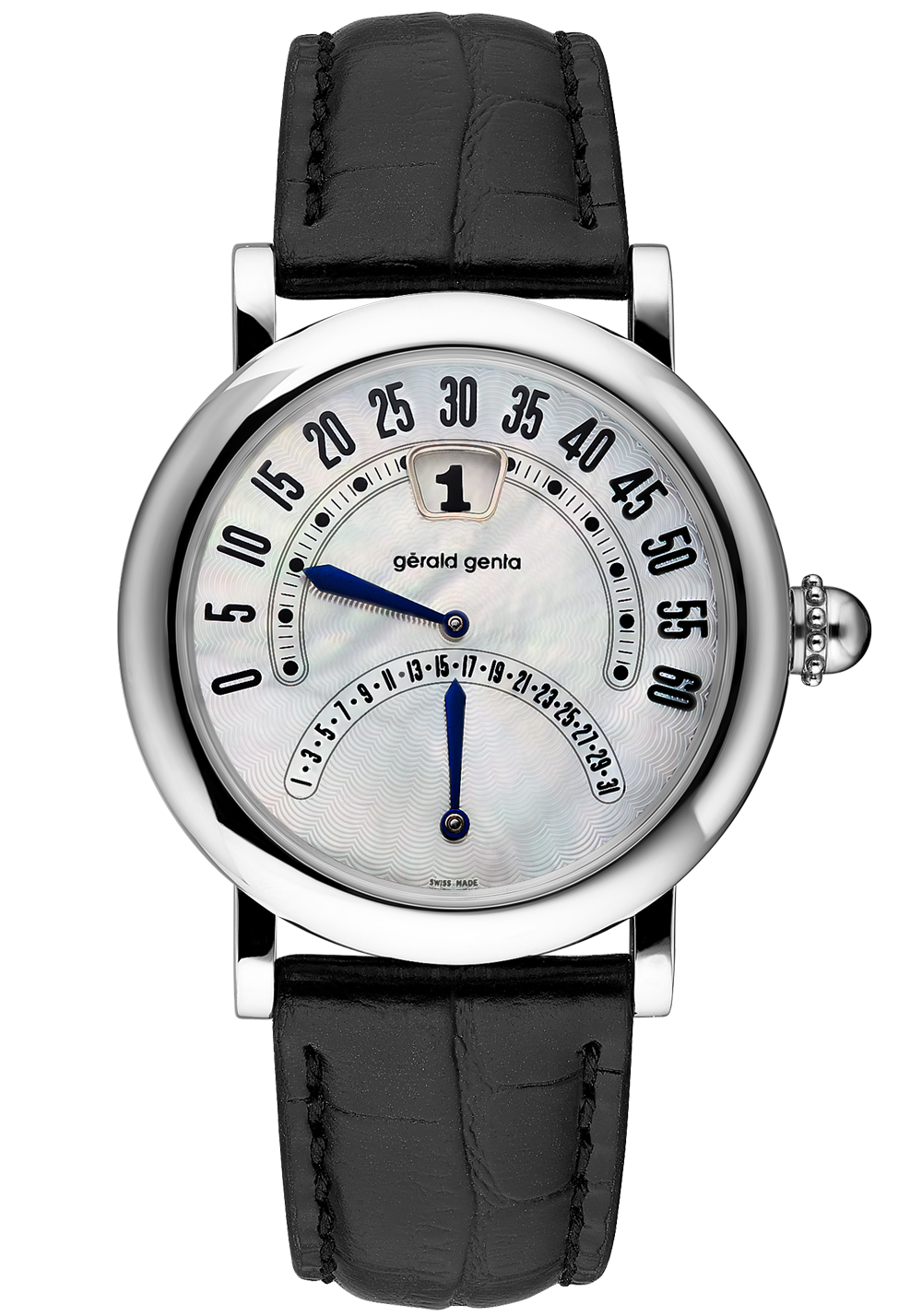 Gerald Genta Bi Retro Jump Hour White Gold G.3754 37244