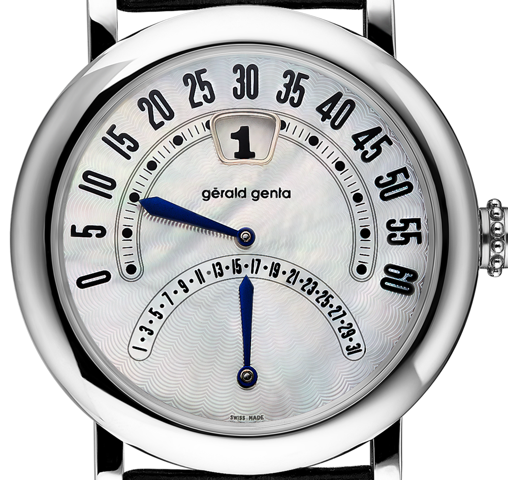 Gerald Genta Bi Retro Jump Hour White Gold G.3754 37244