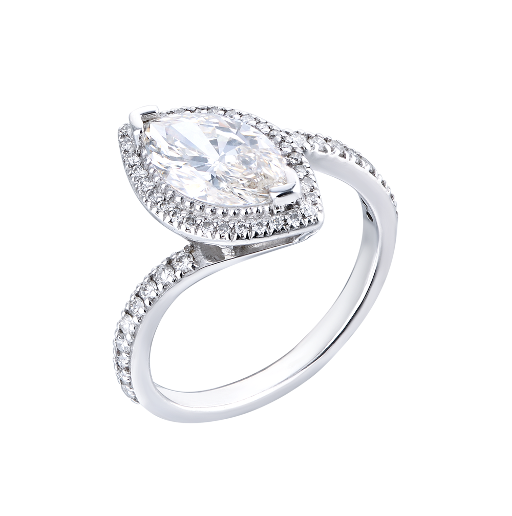 Кольцо ЭПЛ Якутские Бриллианты 1,10 ct J/SI2 Marquise Diamond & White Gold  (38278) купить в Москве, выгодная цена - ломбард на Кутузовском