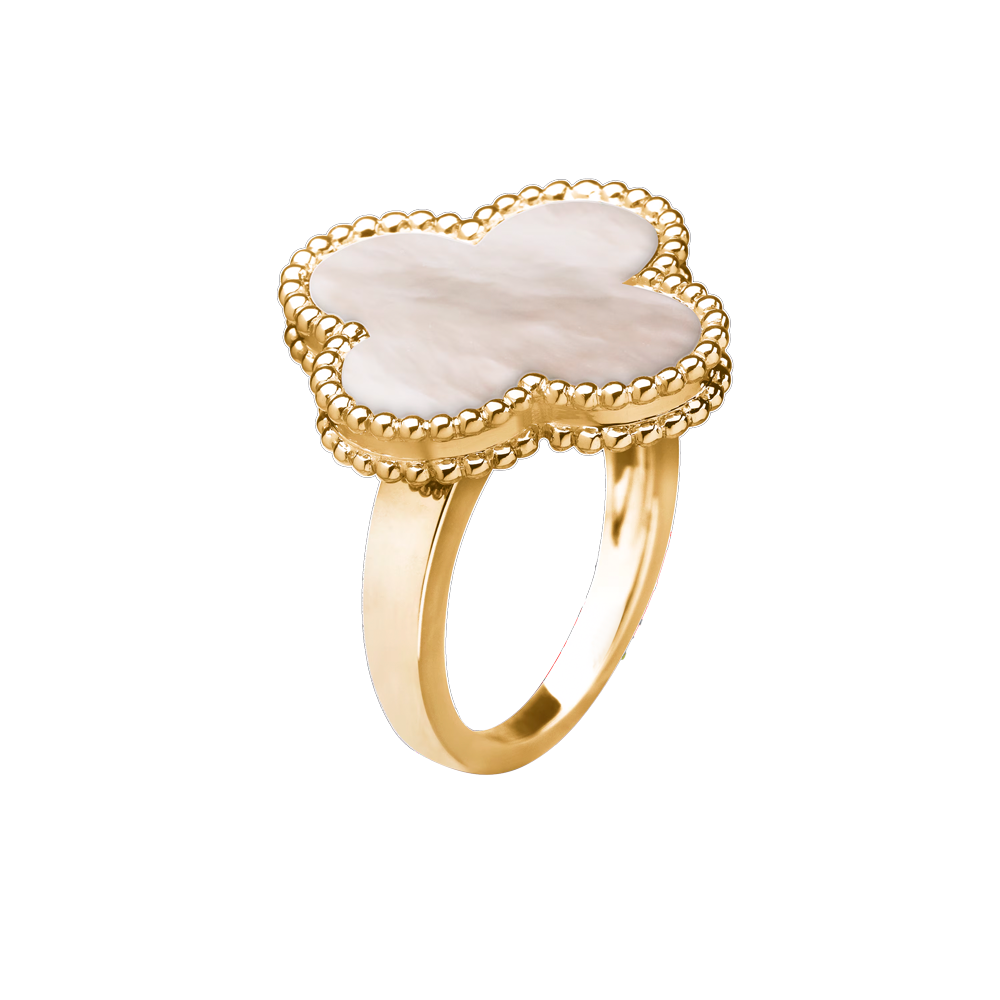 Кольцо Van Cleef & Arpels Magic Alhambra yellow gold white mother-of-pearl  VCARF78900 (38217) купить в Москве, выгодная цена - ломбард на Кутузовском