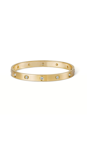 Браслет  в стиле Cartier Love 10 Diamonds Yellow Gold (SIZE 17) (39565)