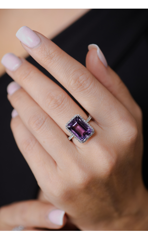 Кольцо  7.10 ct Purple Amethyst Emerald Cut & Diamonds (38023) №3