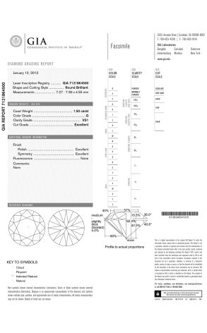 Пусеты GIA 1.50 G/VS1 - 1.50 ct G/VS1 EXEXEX Round Cut Diamonds (39632) №3