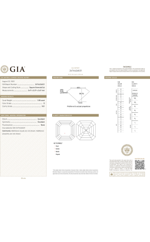 Пусеты GIA 1,00 CT D/VS1 - 1,02 CT D/VS1 Square Emerald Cut DIAMONDS (38395) №3