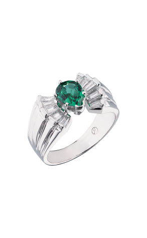 Кольцо  с изумрудом 0,80 ct Intense Slightly Bluish Green и бриллиантами 0,45 ct (38602)