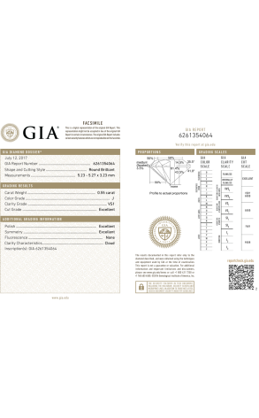 Кольцо GIA 0,55 ct J/VS1 Round Cut Diamond EXEXEX None (39181) №2