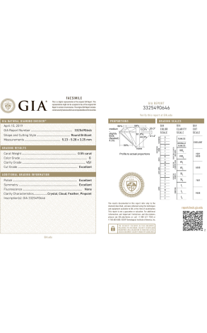 Пусеты GIA 0,55 ct G/VS1 Round Cut Diamond ExExEx (38855) №3