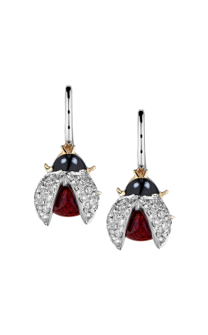 Серьги  HandMade ladybug Enamel & Diamonds (38943)