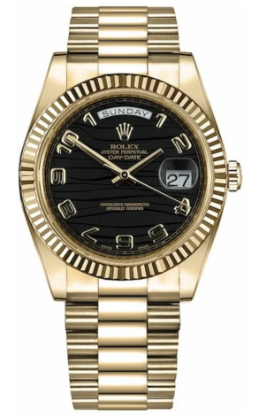 Часы Rolex Day-Date II 41mm Yellow Gold Wave Arabic Dial 218238 (37267)