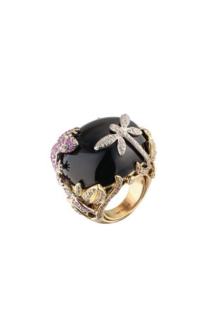 Кольцо RalfDiamonds Black Onyx & Diamonds & Sapphire & Yellow Gold (38936) №2