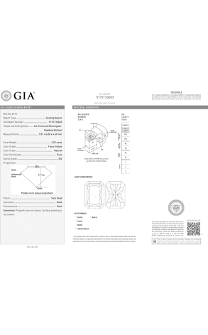 Кольцо GIA 2,02 ct Natural Fancy Yellow/SI2 Radiant Diamond (39627) №2