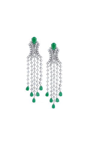 Серьги  5,50 ct Round Diamonds & Green Stone (39560)