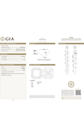 Пусеты GIA 1,03 CT G/VS1 - 1,01 CT G/VS1 Square Emerald Cut DIAMONDS (38398) №3