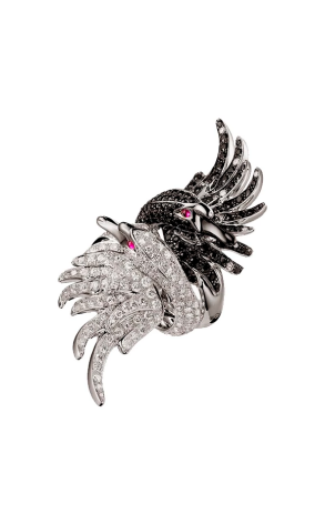 Кольцо Boucheron CYPRIS, THE SWAN RING BLACK SAPPHIRES & White Diamonds JRG01476; JRG01477 (38290)