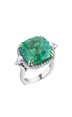 Кольцо GRS Gemresearch Swisslab 19,98 ct Natural Green Emerald COLOMBIA & Diamonds (39352)