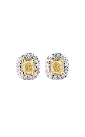 Серьги  1.00 ct LY/VS1 - 1.00 ct LY/SI1 Cushion Diamonds (38557)