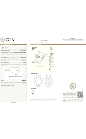 Кольцо GIA 3,51 ct Cushion Cut Fancy Yellow/SI1 GIA (38707) №2