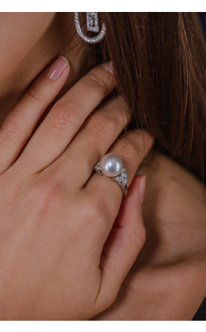 Кольцо Mikimoto Classic Elegance 11.0 mm Akoya Pearl & 0.79 ct Diamond PRH 7047 NDP (38836) №2