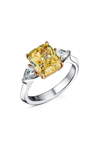 Кольцо GIA 4.18 ct Natural Fancy Yellow/SI1 Cushion Cut Diamond (39270)