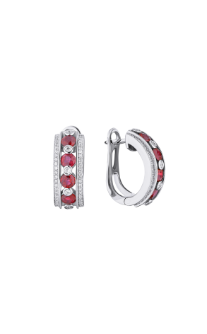 Серьги RalfDiamonds Natural Ruby 2.10 ct & Round Cut Diamonds 0.54 ct (39012)