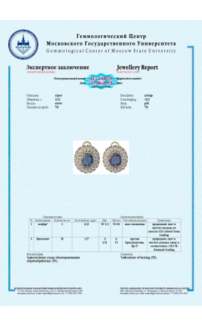 Серьги  6.52 ct Natural Sapphire Oval Mixed Cut & 1.57 ct Natural Diamonds (38856) №2