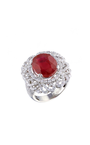 Кольцо  9.8 ct Natutal Red Ruby & 1.80 ct White Diamonds (38918)