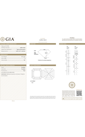 Пусеты GIA 1,03 CT G/VS1 - 1,01 CT G/VS1 Square Emerald Cut DIAMONDS (38398) №2