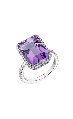 Кольцо  7.10 ct Purple Amethyst Emerald Cut & Diamonds (38023)