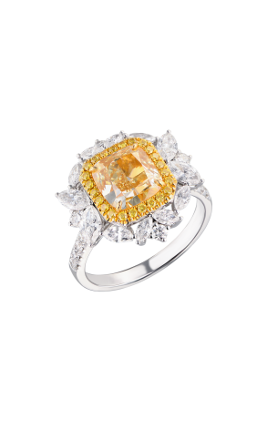 Кольцо GIA 3,51 ct Cushion Cut Fancy Yellow/SI1 GIA (38707)