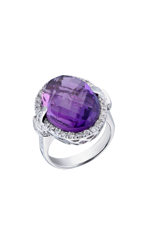 Кольцо  WHITE GOLD & AMETHYST & DIAMONDS (38585)