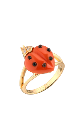 Кольцо De grisogono Coccinelle Collection Coral & Onyx & Diamonds & Yellow Gold Ring (39607)