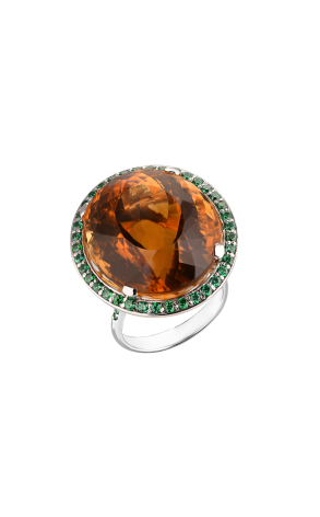 Кольцо  49,5 сt Orange Citrine & Tsavorines (39211)