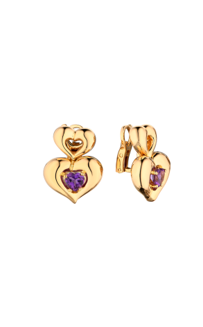 Серьги Van Cleef & Arpels Double Heart Amethyst & Yellow Gold (38981)