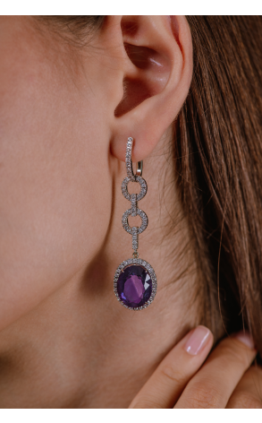 Серьги  WHITE GOLD & AMETHYST & DIAMONDS (38584) №3