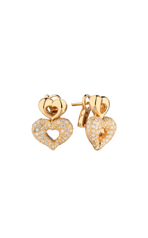 Серьги Van Cleef & Arpels Double Heart Yellow Gold & Diamonds (39214)