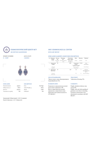 Серьги  20,0 ct Natural Sapphire & 1.85 ct Natural Diamonds (38588) №2