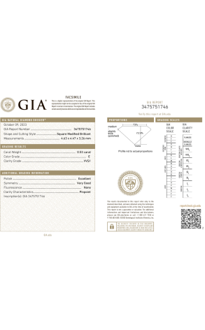 Пусеты GIA 0,53 ct E/VVS1 Princess Cut Diamond (39199) №3