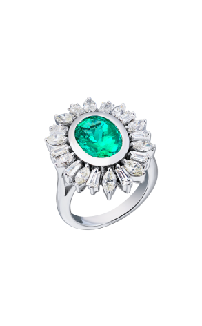 Кольцо RalfDiamonds с изумрудом 2,70 ct Intense Slightly Bluish Green и бриллиантами 1,75 ct (39460)