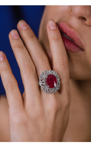 Кольцо  9.8 ct Natutal Red Ruby & 1.80 ct White Diamonds (38918) №4