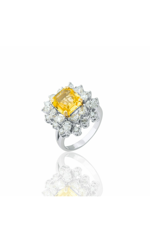 Кольцо  4.14 ct Natural Sapphire Intense Yellow & Diamonds (39642)