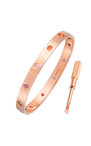 Браслет Cartier LOVE ROSE GOLD, AQUAMARINES, SAPPHIRES, SPINELS, AMETHYSTS B6036519 (38155)