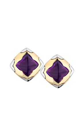 Серьги  В стиле Bvlgari Pyramid Amethyst White & Yellow Gold (38417)