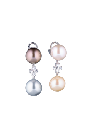 Серьги Schoeffel Multicolored Pearls & Diamonds White gold (39258)