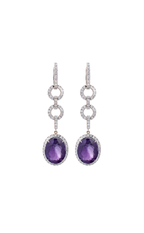 Серьги  WHITE GOLD & AMETHYST & DIAMONDS (38584)