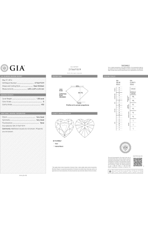 Пусеты GIA 1,00 CT G/VS2 - 1,00 CT G/VS2 Heart Cut DIAMONDS (39629) №3