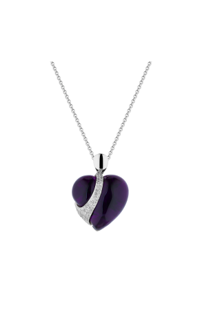 Подвеска  Amethyst Heart & 0.75 ct Round Cut Diamonds (39070)