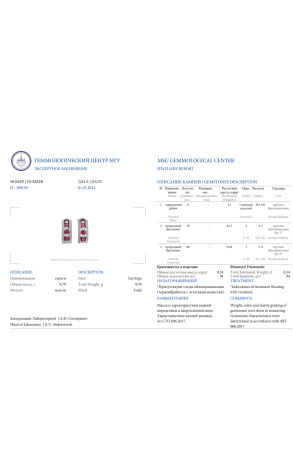 Серьги RalfDiamonds Natural Ruby 2.10 ct & Round Cut Diamonds 0.54 ct (39012) №4