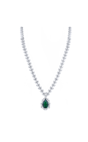 Колье  Green Pearl Emerald & 9.08 ct Diamonds & White Gold (39462)