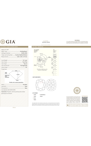 Кольцо GIA 1,01 ct Cushion Cut Faint Pink/SI1 GIA (38714) №2