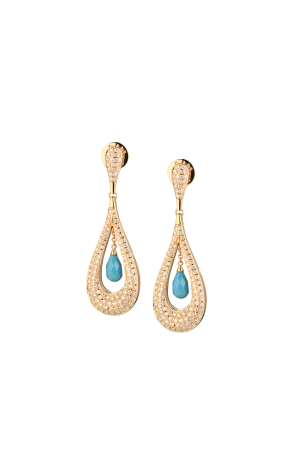 Серьги Di Modolo Diamonds & Turquoise Yellow Gold (38024)